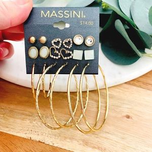 Massini Gold Mint Earring Set of 9
